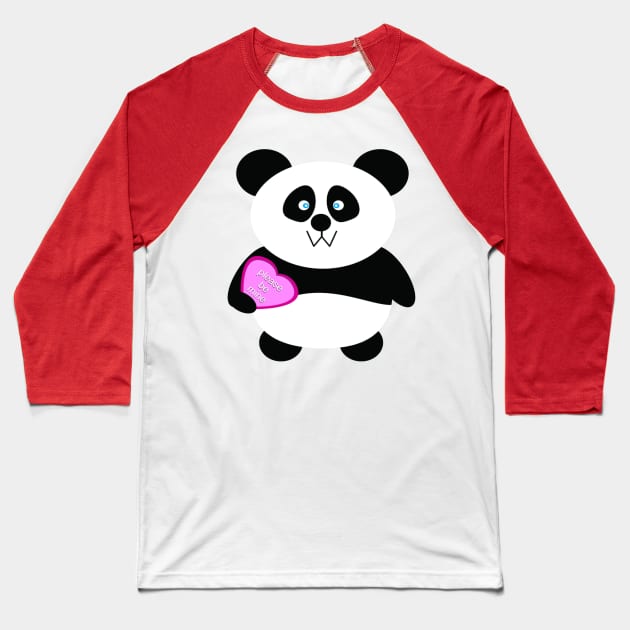 Single Baby Panda Bear Holding a Pink Heart Baseball T-Shirt by amramna